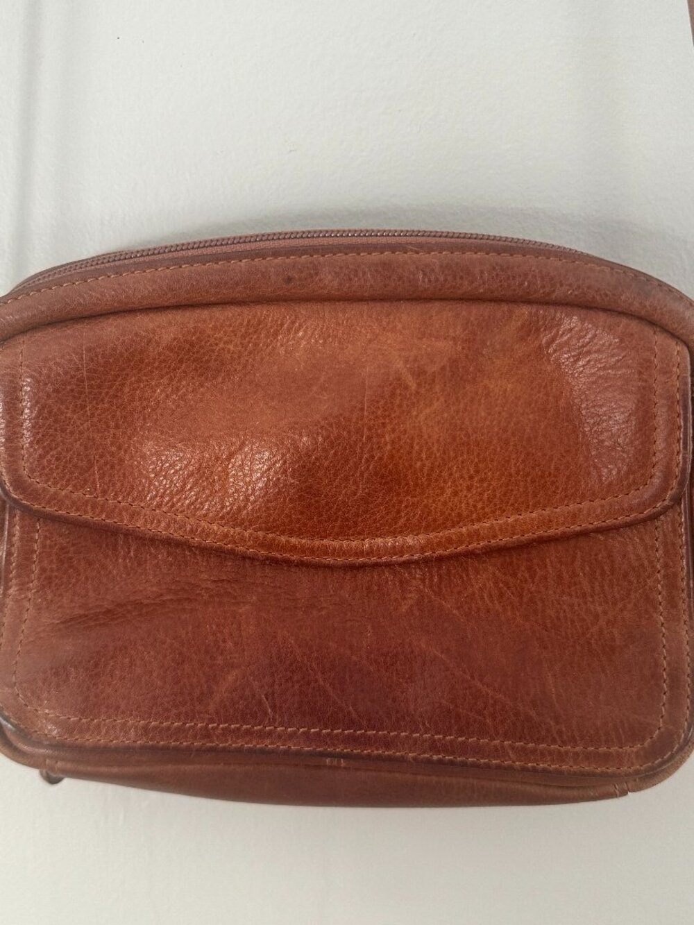 Vintage Fossil Brown Leather Crossbody Organizer Wallet Purse Y2K Boho Indie